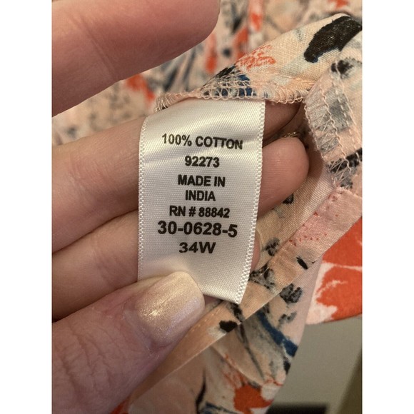 Roaman's Women's NWOT Pink Floral Button Down Long Sleeve Top Plus Size 34W 6X - Picture 8 of 15